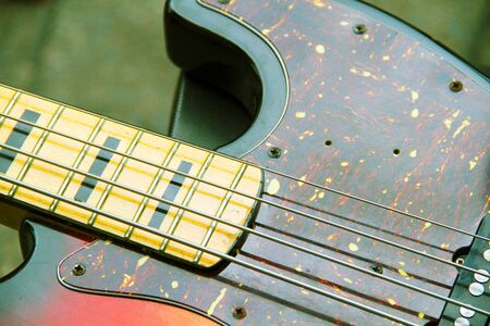 Fretboard of classic electronic acoustic guitar. Nylon string guitar.の写真素材