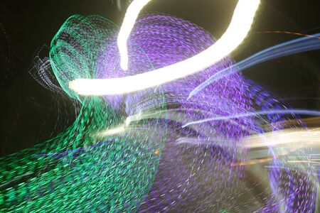 Image of colorful light trails with motion blur effect, long time  exposure.の写真素材
