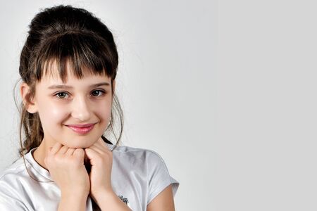 Portrait of a beautiful model in a photo studioの写真素材
