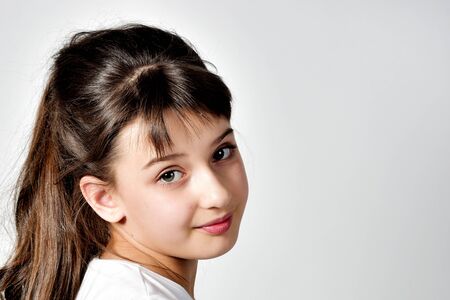 Portrait of a beautiful model in a photo studioの写真素材