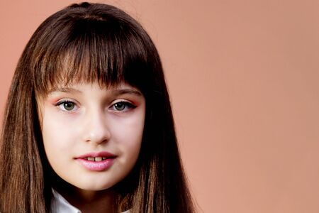 Portrait of a beautiful model in a photo studioの写真素材