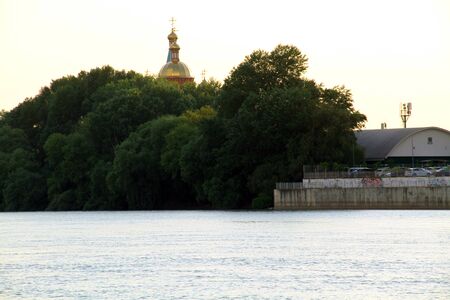 church on the banks of the river Kubanの写真素材