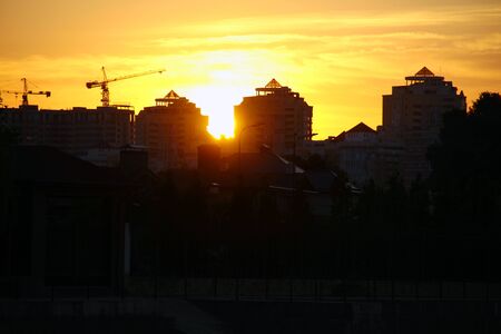 beautiful and charming red orange sunset skyの写真素材