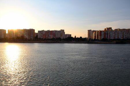 beautiful and charming red orange sunset skyの写真素材