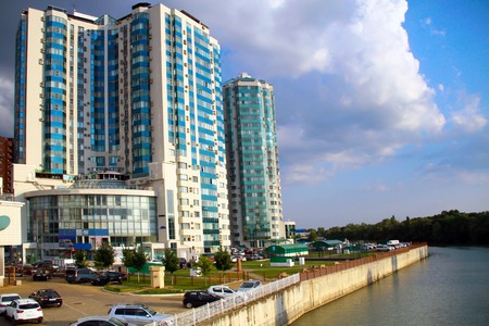 Beautiful view of the building in the city of Krasnodarのeditorial素材