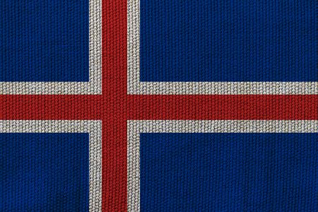 Icelan flag on the background texture. Concept for designer solutions.の写真素材