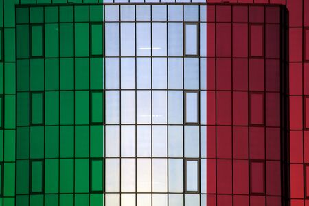 Italy flag on the background texture. Concept for designer solutions.の写真素材