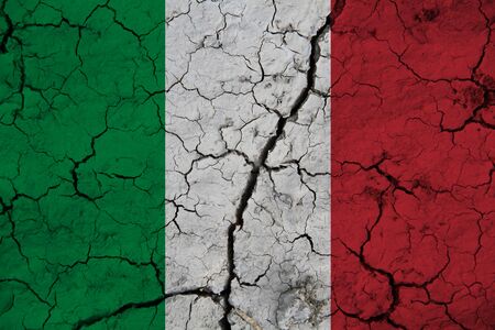Italy flag on the background texture. Concept for designer solutions.の写真素材