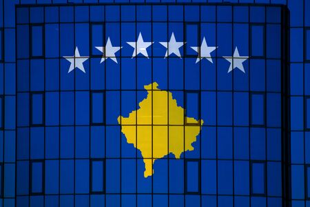 kosovo flag on the background texture. Concept for designer solutions.の写真素材