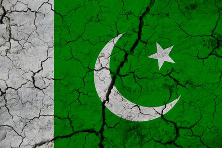 Pakistan flag on the background texture. Concept for designer solutions.の写真素材