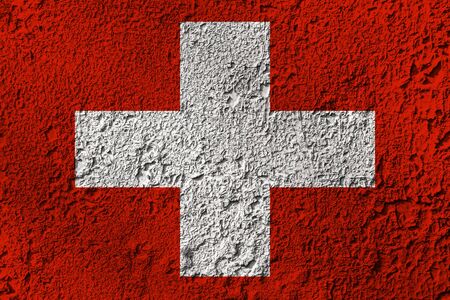 Switzerland flag on the background texture. Concept for designer solutions.の写真素材