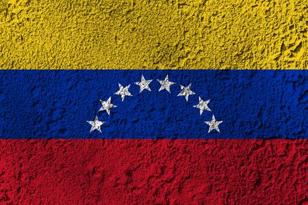 Venezuela flag on the background texture. Concept for designer solutions.の写真素材