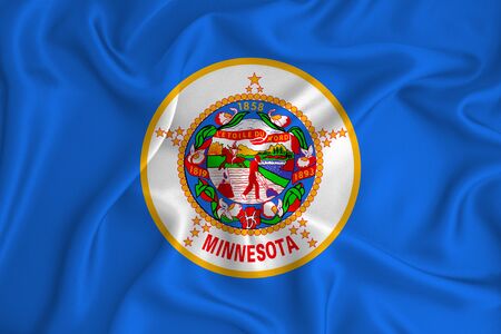 Flag of Minnesota in the United States on the background texture. Concept for designer solutions.の写真素材