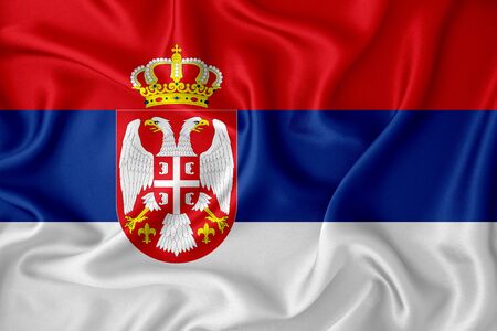 Serbian flag on the background texture. Concept for designer solutions.