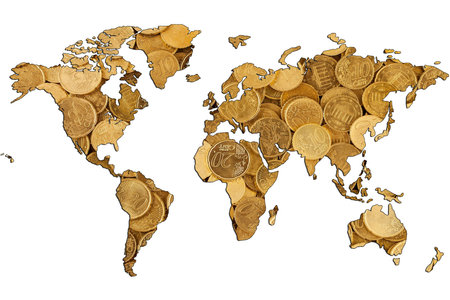 World map isolated on white background. Flat earth, gray card template for website template. Euro...