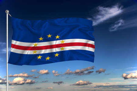 Honduras national flag waving in the wind against deep blue sky. International relations concept.の写真素材