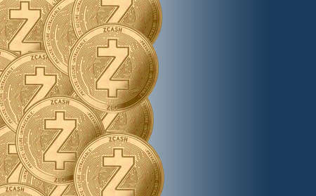 Gold crypto coin zcash (zec) sign, against the background of zcash tanned coins.のeditorial素材