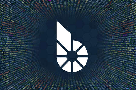 bitshares, bts cryptocurrency symbol. A tunnel from a computer program code. Programmer Strings of...