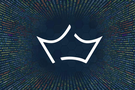 crown, CRW cryptocurrency symbol. A tunnel from a computer program code. Programmer Strings of code,...