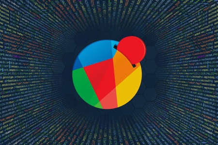 Reddcoin, RDD cryptocurrency symbol. A tunnel from a computer program code. Programmer Strings of...