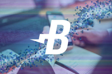 burst cryptocurrency sign. Business person, trader, investor, analyst using mobile phone app...