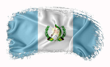 Guatemala flag, brush stroke, typography, lettering, logo, label, banner on a white background.の写真素材