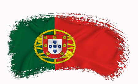 Portuguese flag, brush stroke, typography, lettering, logo, label, banner on a white background.の写真素材