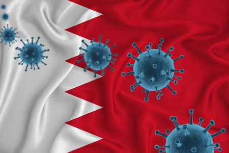 Angola flag. Blue viral cells, pandemic influenza virus epidemic infection, coronavirus, infection concept. 3d-rendering.の写真素材