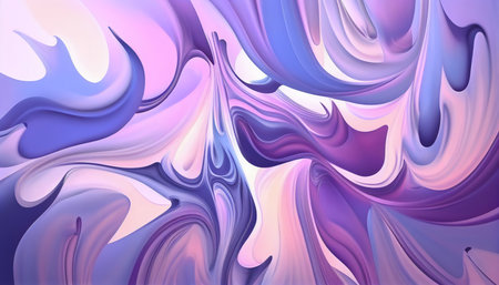 Concept illustration of abstract colorful background design with lush swirling waves in pastel pink, very dark purple and orchid tones. It can be used as wallpaper, background graphics or texture. Generative AIの素材