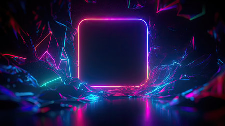Concept illustration of abstract futuristic neon background. fantasy wallpaper. Generative AIの素材