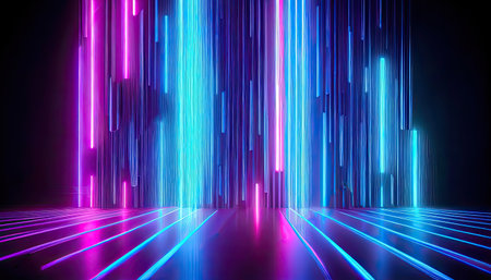 Concept illustration of abstract futuristic neon background. fantasy wallpaper. Generative AIの素材