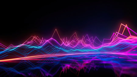 Concept illustration of abstract futuristic neon background. fantasy wallpaper. Generative AIの素材