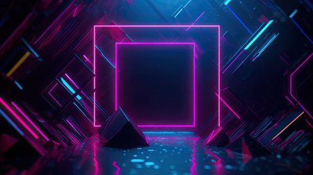 Concept illustration of abstract futuristic neon background. fantasy wallpaper. Generative AIの素材