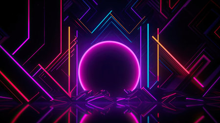 Concept illustration of abstract futuristic neon background. fantasy wallpaper. Generative AIの素材