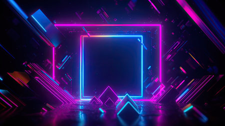 Concept illustration of abstract futuristic neon background. fantasy wallpaper. Generative AIの素材