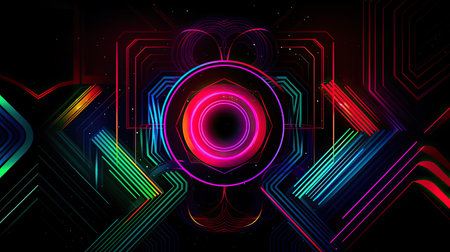 Concept illustration of abstract futuristic neon background. fantasy wallpaper. Generative AIの素材