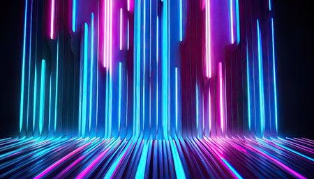 Concept illustration of abstract futuristic neon background. fantasy wallpaper. Generative AIの素材