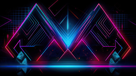 Concept illustration of abstract futuristic neon background. fantasy wallpaper. Generative AIの素材