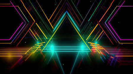 Concept illustration of abstract futuristic neon background. fantasy wallpaper. Generative AIの素材