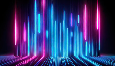 Concept illustration of abstract futuristic neon background. fantasy wallpaper. Generative AIの素材