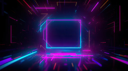 Concept illustration of abstract futuristic neon background. fantasy wallpaper. Generative AIの素材