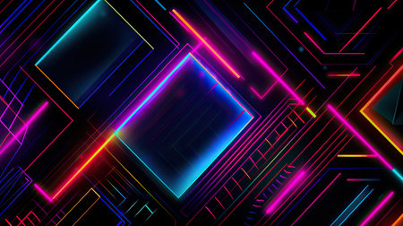 Concept illustration of abstract futuristic neon background. fantasy wallpaper. Generative AIの素材