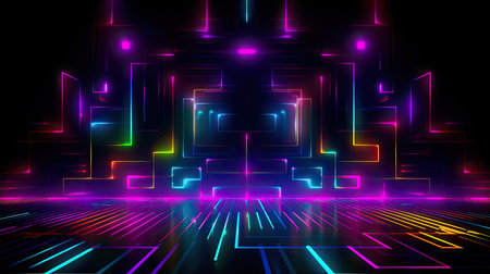 Concept illustration of abstract futuristic neon background. fantasy wallpaper. Generative AIの素材