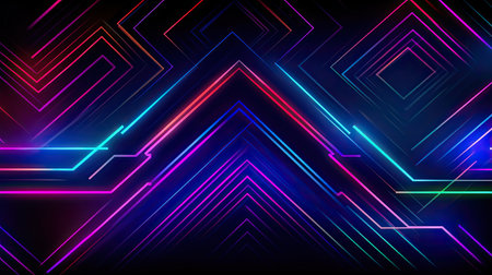 Concept illustration of abstract futuristic neon background. fantasy wallpaper. Generative AIの素材