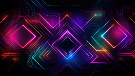 Concept illustration of abstract futuristic neon background. fantasy wallpaper. Generative AIの素材