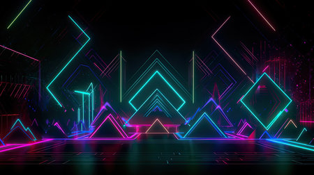 Concept illustration of abstract futuristic neon background. fantasy wallpaper. Generative AIの素材