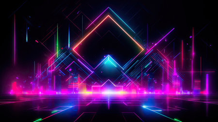 Concept illustration of abstract futuristic neon background. fantasy wallpaper. Generative AIの素材