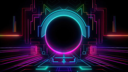Concept illustration of abstract futuristic neon background. fantasy wallpaper. Generative AIの素材