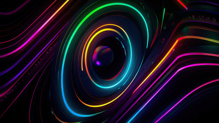 Concept illustration of abstract futuristic neon background. fantasy wallpaper. Generative AIの素材