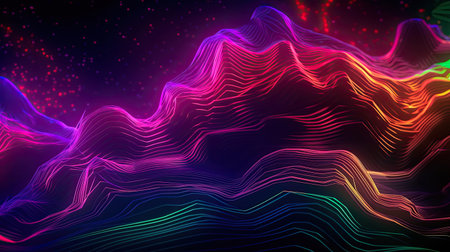 Concept illustration of abstract futuristic neon background. fantasy wallpaper. Generative AIの素材